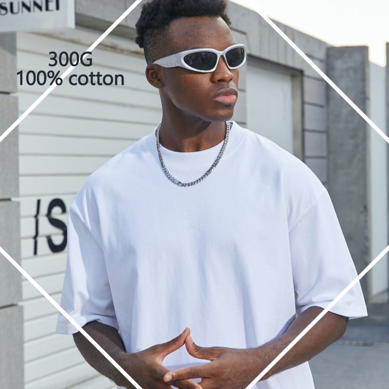 300g heavy cotton oversized tshirt boxy clothes men's t-shirt custom high quality print t shirt for men