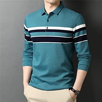 100% Cotton Man's Long Sleeve Stripe Polo Shirts