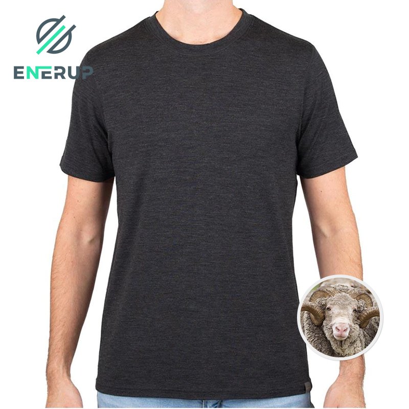 Enerup merino wool modal plus size men's t-shirts custom plain t shirts short sleeve round crew men t shirt