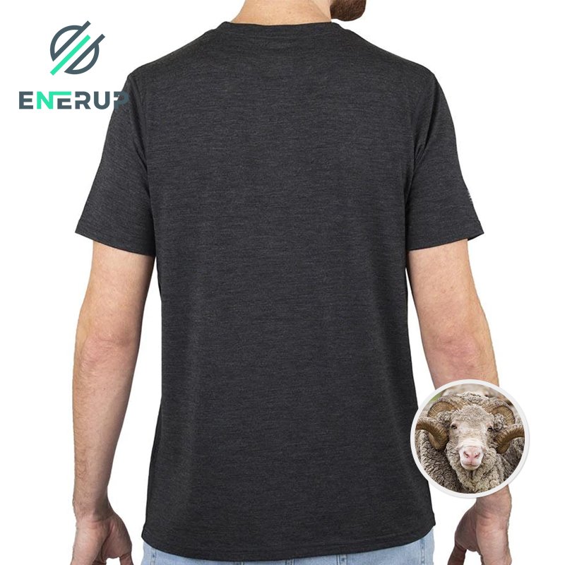 Enerup merino wool modal plus size men's t-shirts custom plain t shirts short sleeve round crew men t shirt