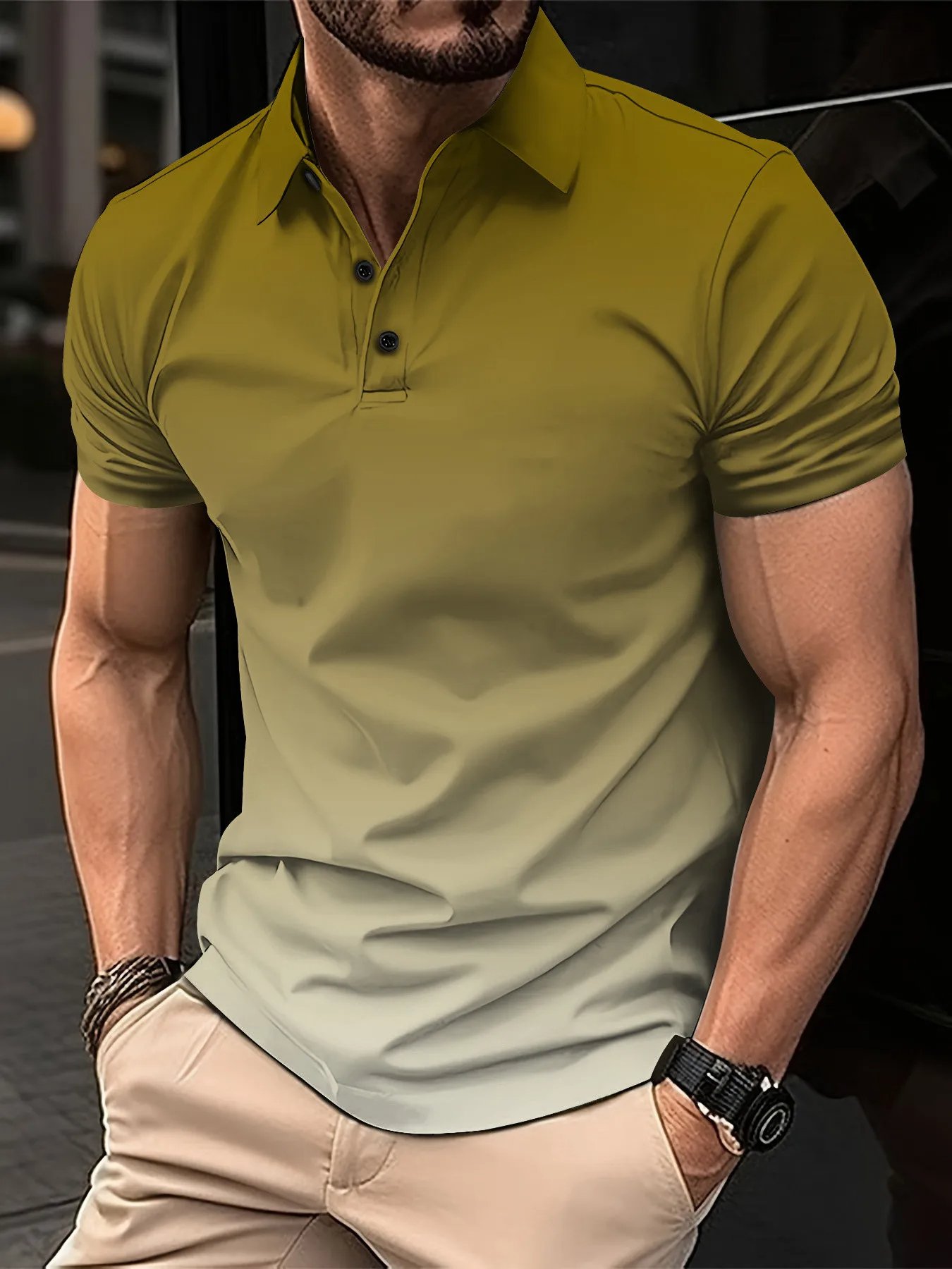 Solid color Men's Polo Shirt Fashion Short Sleeved Tee for Men Printing Casual Glof Polo Clothes Summer Fashion Men Clothing