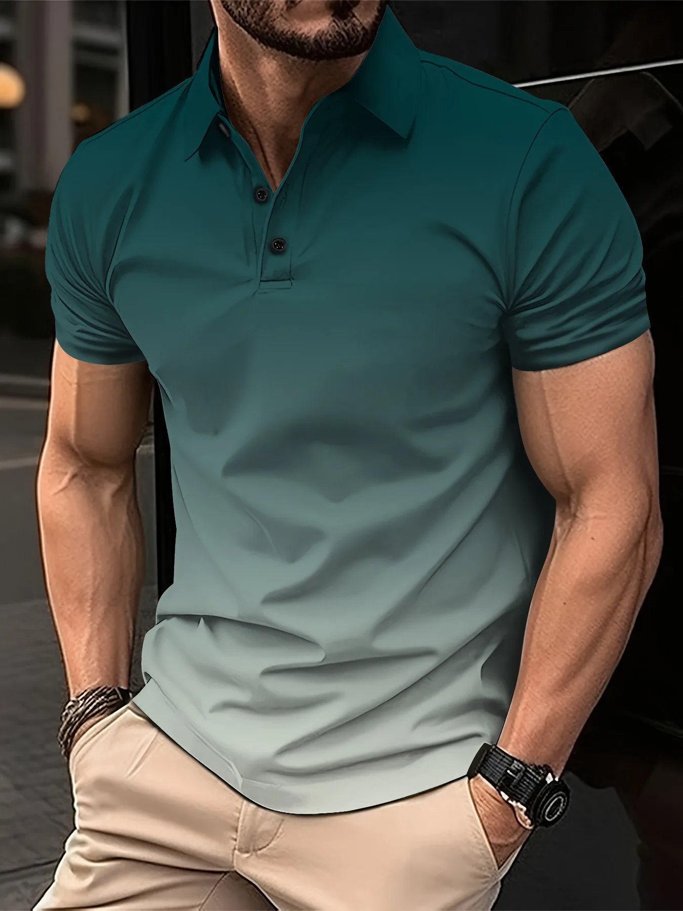 Solid color Men's Polo Shirt Fashion Short Sleeved Tee for Men Printing Casual Glof Polo Clothes Summer Fashion Men Clothing