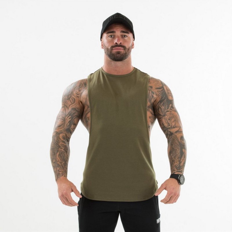 PASUXI Gym Tank Top Mens Fitness Clothing Vest Cotton Tanktop Muscle Singlet Workout Sleeveless Men's T-shirts