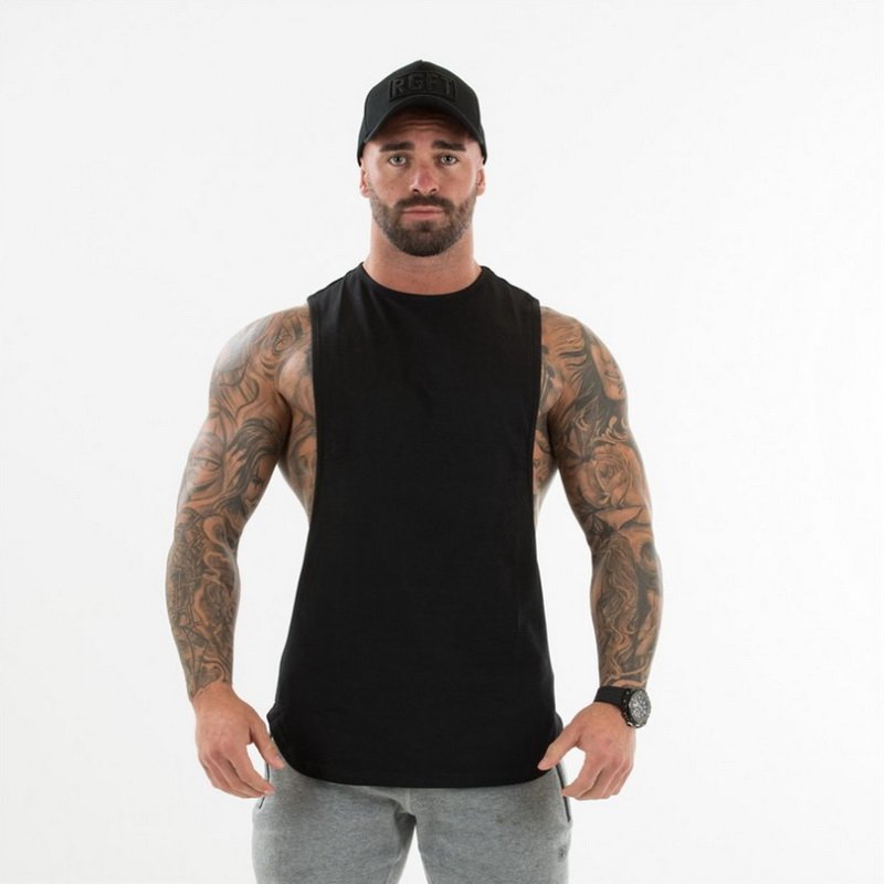 PASUXI Gym Tank Top Mens Fitness Clothing Vest Cotton Tanktop Muscle Singlet Workout Sleeveless Men's T-shirts