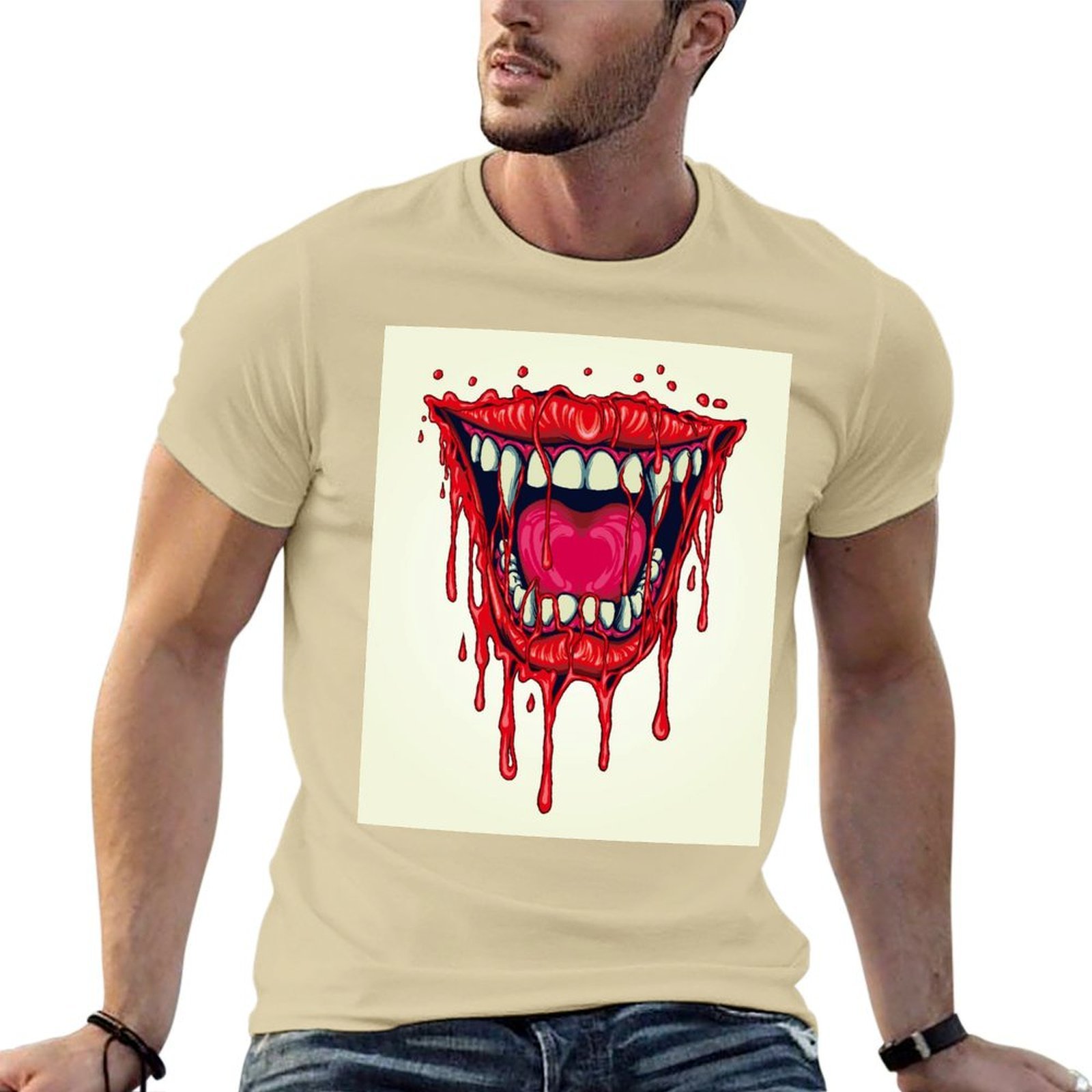 Custom Halloween Scream Themed Men's T-shirt Personalized Artwork and Logo for Party and Casual Wear