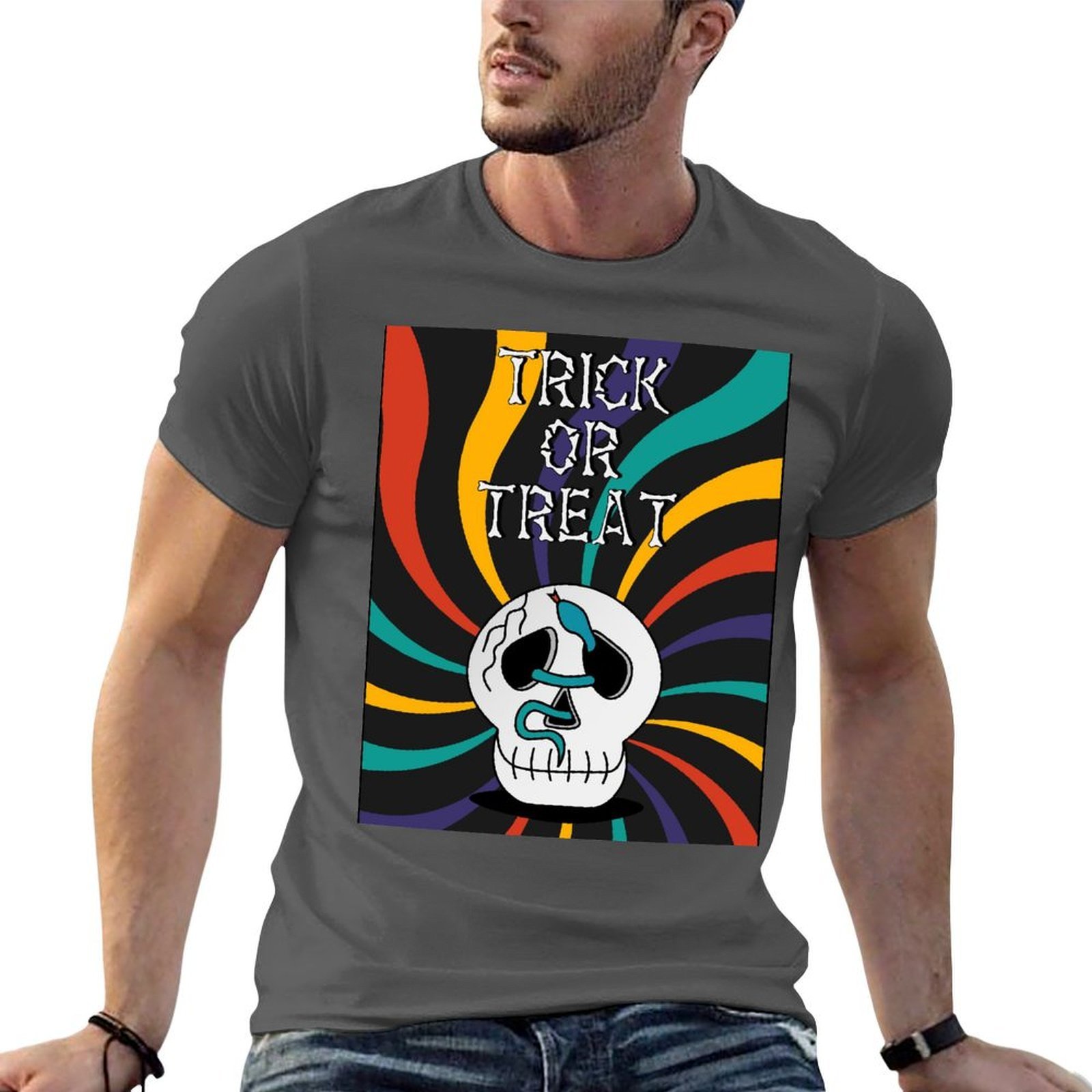 Custom Halloween Scream Themed Men's T-shirt Personalized Artwork and Logo for Party and Casual Wear