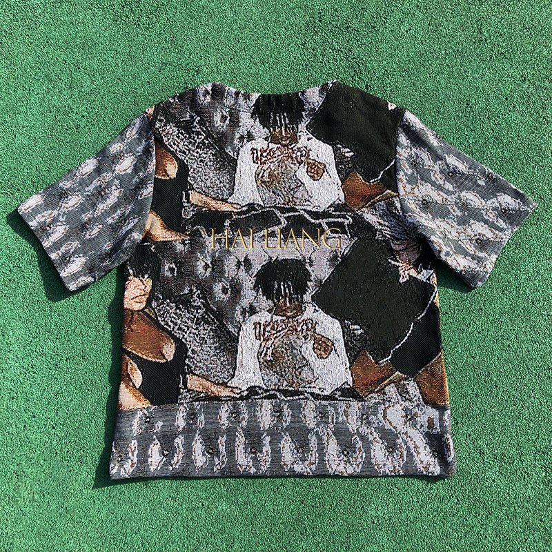 High quality custom enlarged men's T-shirt tapestry anime clothing designer graphic oversized vintage T-shirt cotton T-shirt