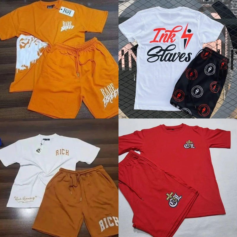 2 Piece Men Shorts Set Logo,Men'S Acid Wash T Shirt And Short Set Men Manufacture,Blank Short Sets For Men Custom Logo Wholesale