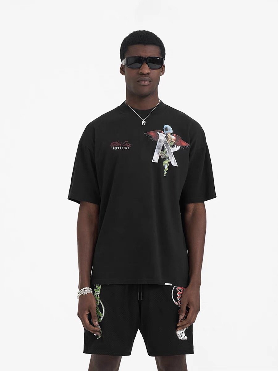 heavy weight 100% cotton DTG printing t shirt full print graphic tee cropped boxy t shirt men
