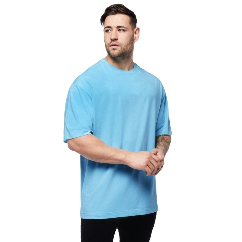 Custom Comfortable Cotton Wide Shoulders Oversized Loose Gym Training Sports Workout Men's T-shirts