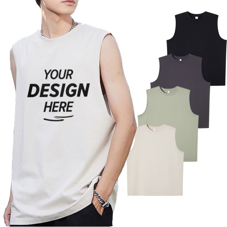 BY240T Wholesale OEM Custom Logo Printing Summer Sleeveless Men's T shirts Tank Tops Plain Vests