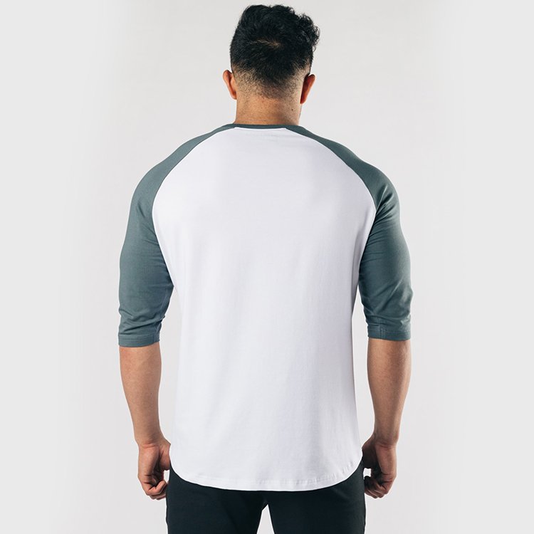 Factory Wholesale Custom Logo Sweat-absorbent Breathable Material Casual Fit 3/4 Long Raglan Sleeve Round Neck Men's T-shirt