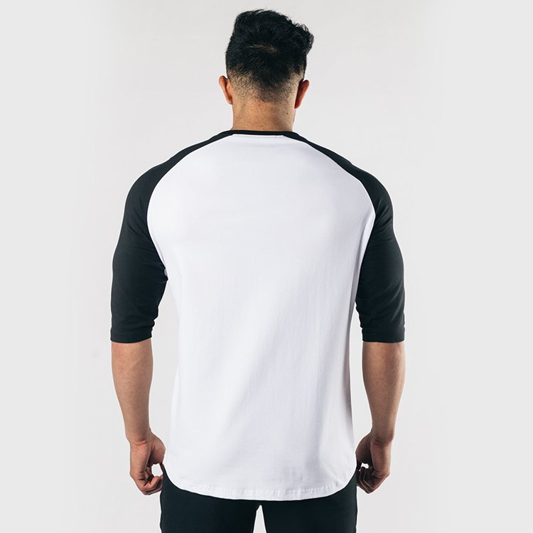 Factory Wholesale Custom Logo Sweat-absorbent Breathable Material Casual Fit 3/4 Long Raglan Sleeve Round Neck Men's T-shirt