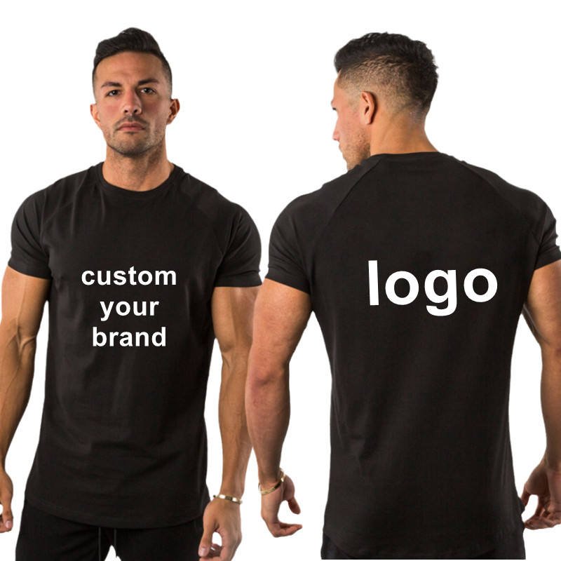Full custom gym t-shirt for men sportswear 95% cotton 5% elastan sport fitness t shirt for men gym wear plus size men's t-shirts