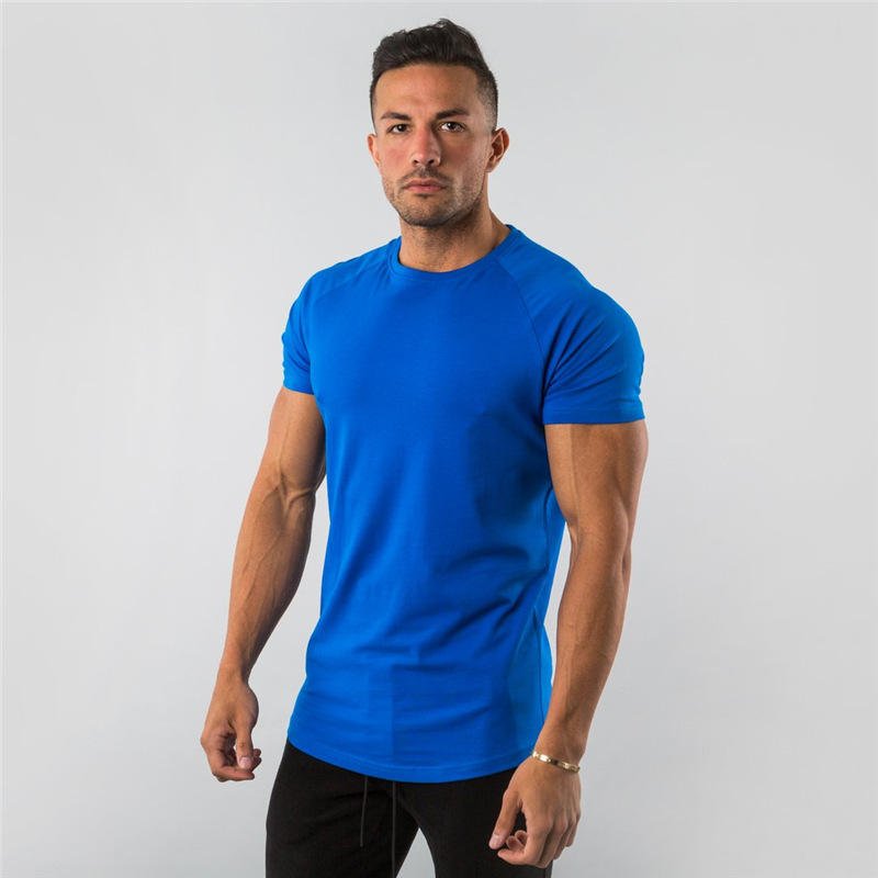 Full custom gym t-shirt for men sportswear 95% cotton 5% elastan sport fitness t shirt for men gym wear plus size men's t-shirts