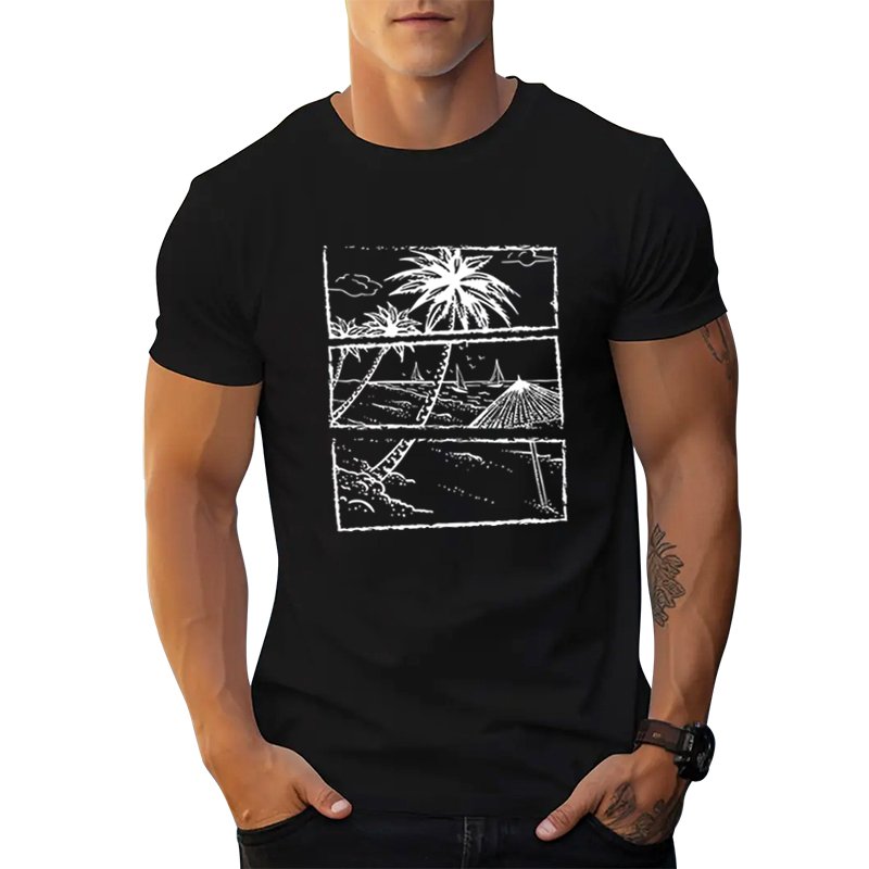 New American luxury mens t shirts blank leisure vacation summer beach outline graphic t shirts print four-color men's t-shirts