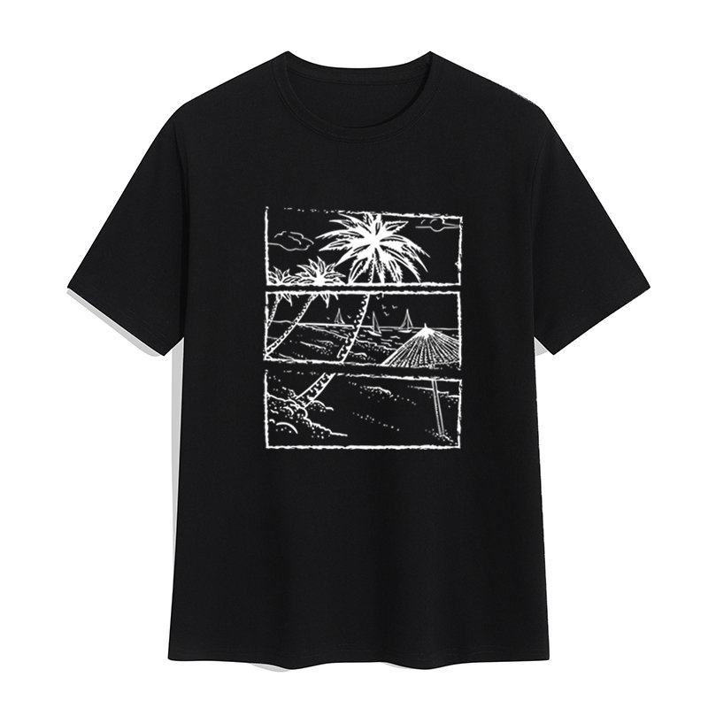 New American luxury mens t shirts blank leisure vacation summer beach outline graphic t shirts print four-color men's t-shirts