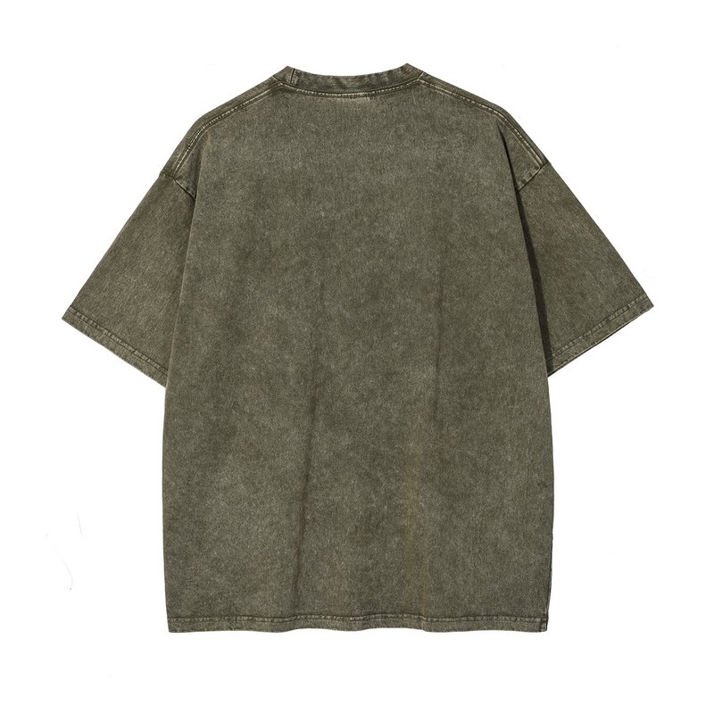 OEM Custom Streetwear Graphic Tees Washed Vintage Men's T Shirt Oversized Drop Shoulder Acid Wash T-Shirt