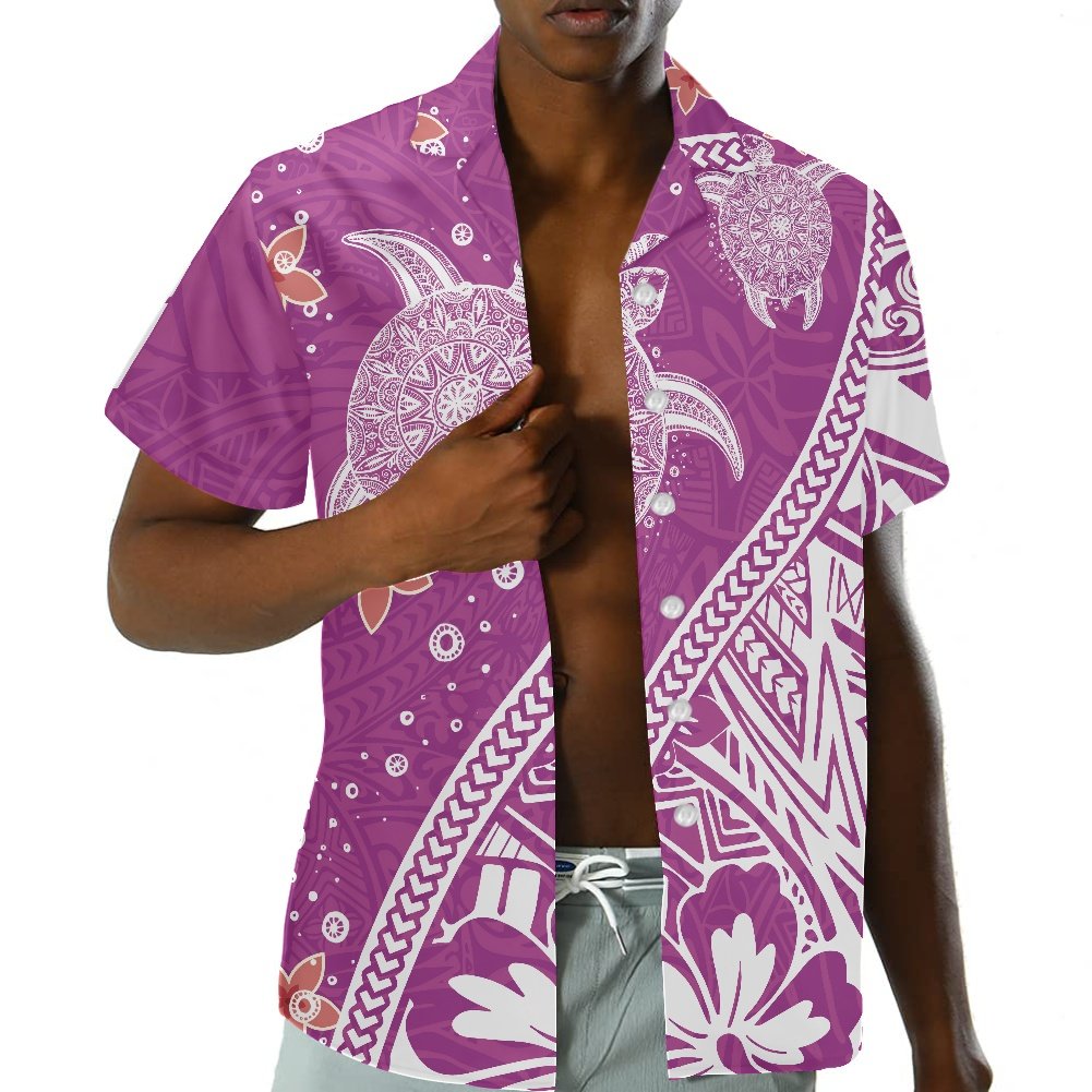 Print on Demand Fashion Summer Custom Logo Men's Shirts Hawaii Flower Polynesian Tribal Man's T Shirt Plus Size Men's T-shirts