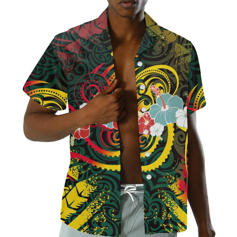 Print on Demand Fashion Summer Custom Logo Men's Shirts Hawaii Flower Polynesian Tribal Man's T Shirt Plus Size Men's T-shirts