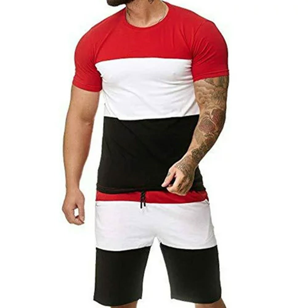 Wholesale custom quality summer fashion casual men's t shirt and short set