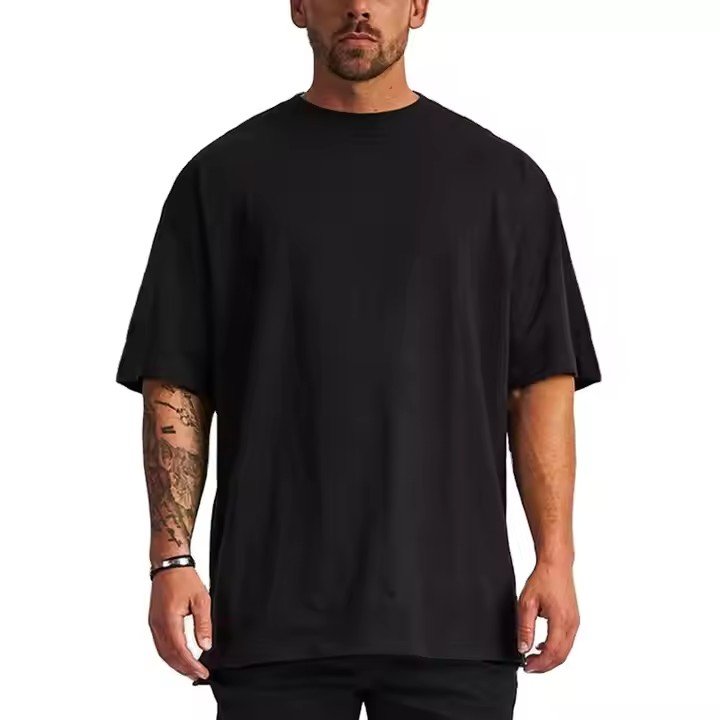 Men Short Sleeve O-neck 200gms Cotton T-shirt Solid Color Simple Loose Casual Hot Sale Tops Tees Simple Men's T-shirt