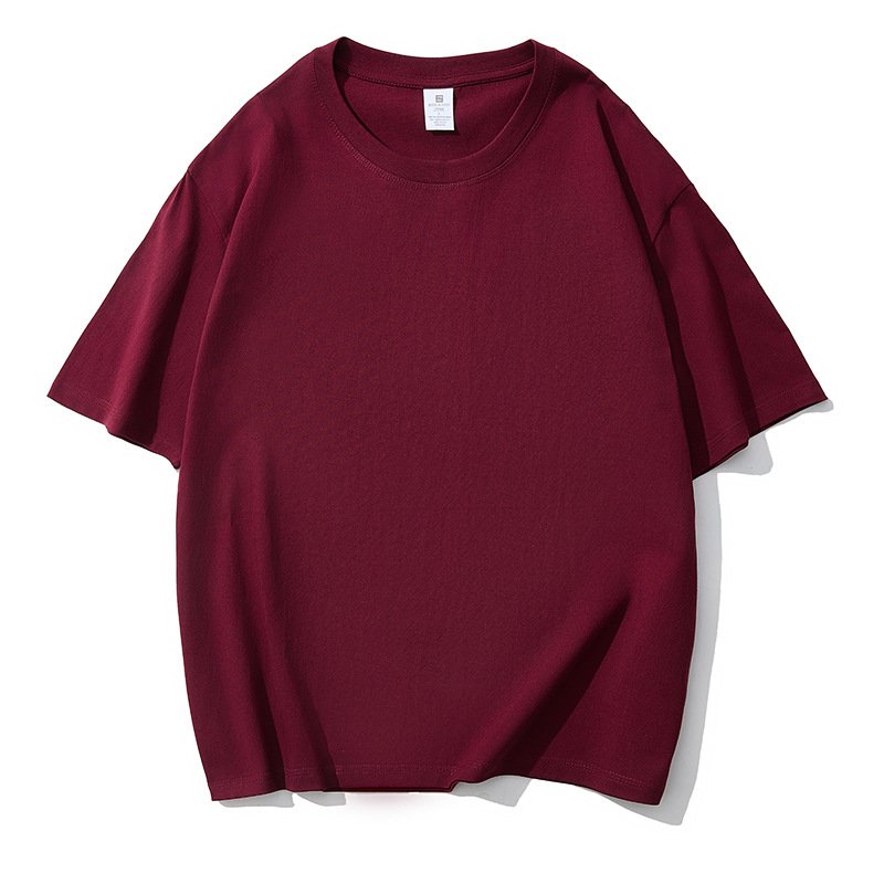 Men Short Sleeve O-neck 200gms Cotton T-shirt Solid Color Simple Loose Casual Hot Sale Tops Tees Simple Men's T-shirt