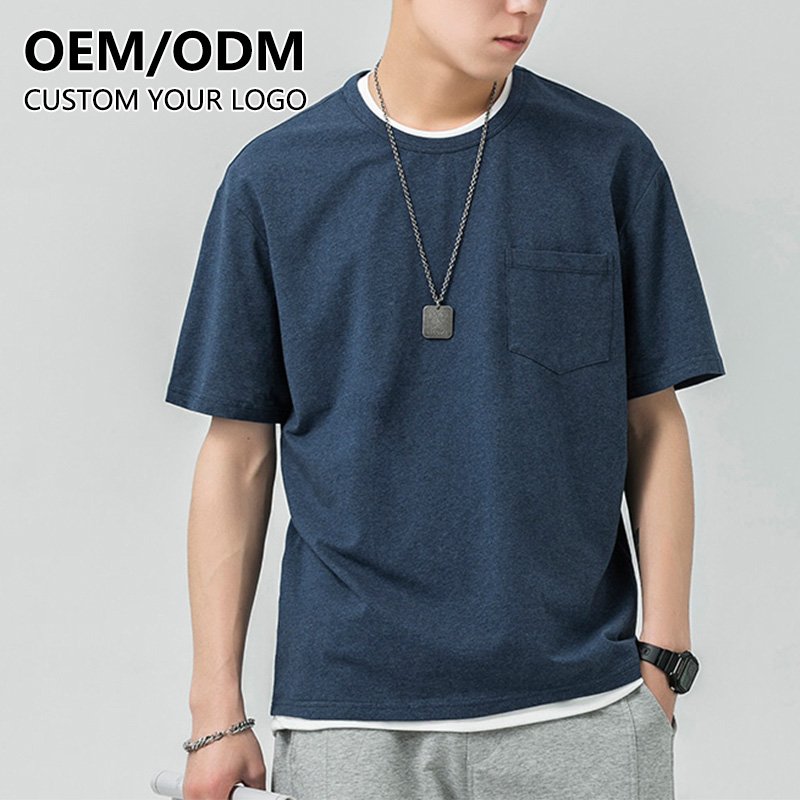 Customize Your Logo Homme 180Gsm T Shirt Multi Color Soft Blank Ringspun Cotton Tshirts With Pocket
