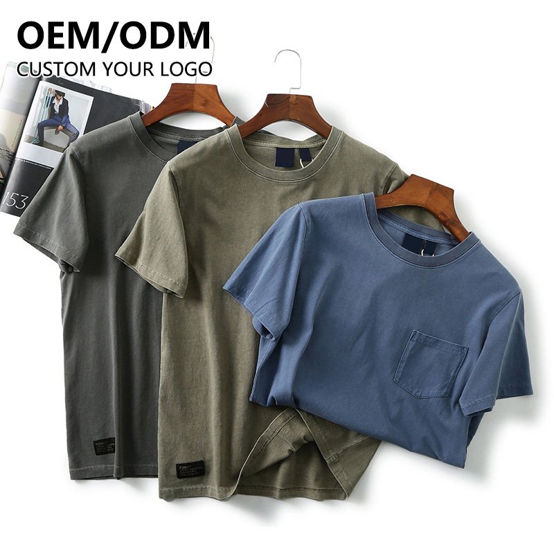 Customize Your Logo Homme 180Gsm T Shirt Multi Color Soft Blank Ringspun Cotton Tshirts With Pocket