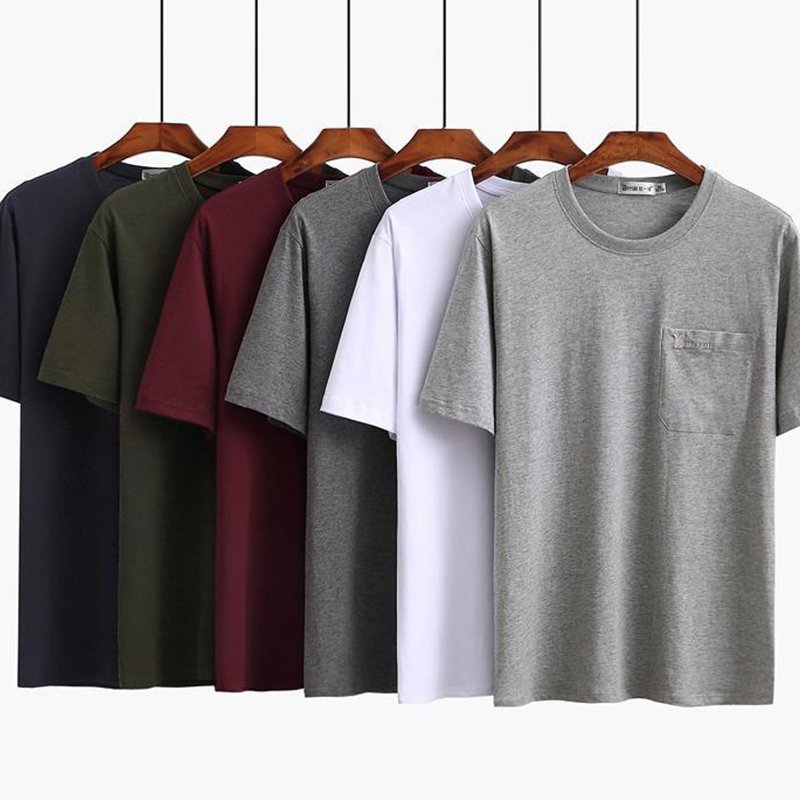 Customize Your Logo Homme 180Gsm T Shirt Multi Color Soft Blank Ringspun Cotton Tshirts With Pocket