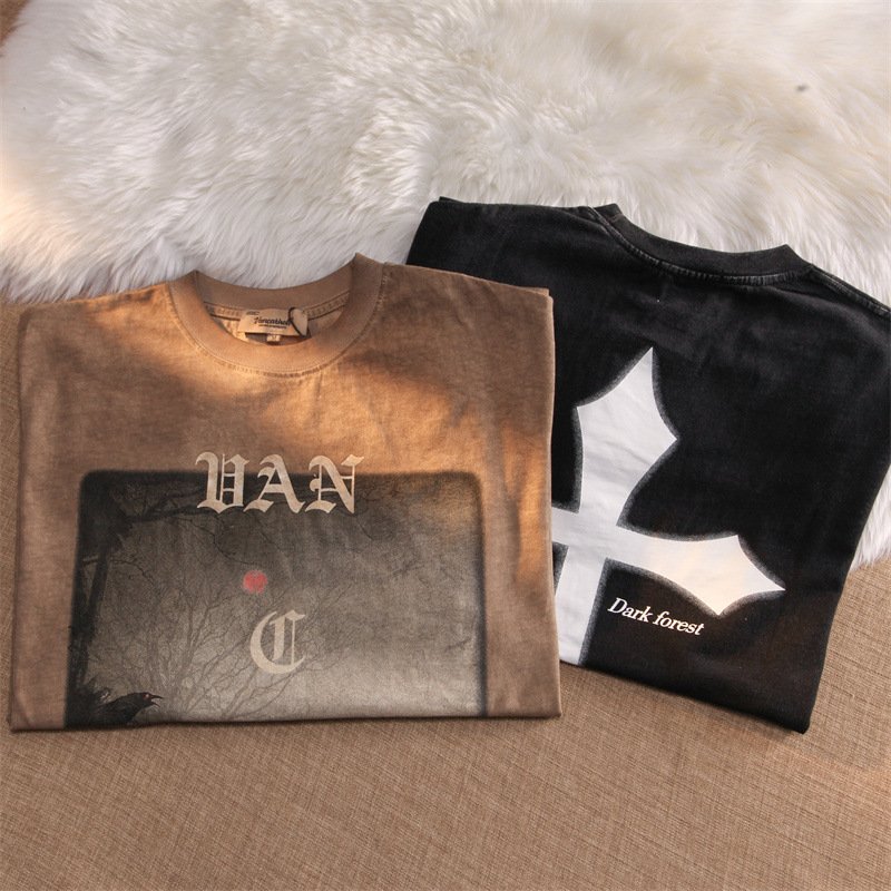 Wholesale Men Custom Logo Print T Shirt Streetwear 100% Cotton t Shirts Customize Oversized Printing Graphic Vintage t-Shirt