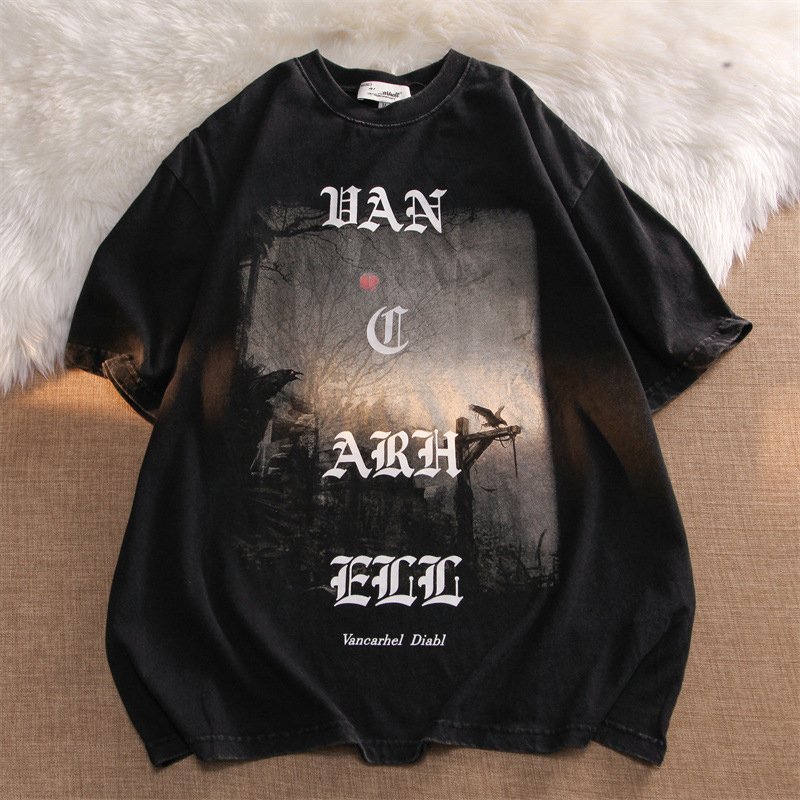 Wholesale Men Custom Logo Print T Shirt Streetwear 100% Cotton t Shirts Customize Oversized Printing Graphic Vintage t-Shirt