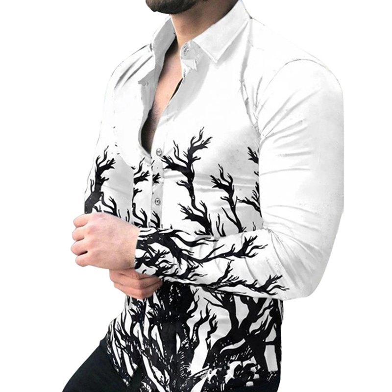 New Fashion Digital Printing Full Printed Shirt Lux Man Shirt Long Sleeve Professional Office Work Shirt for Men habit homme