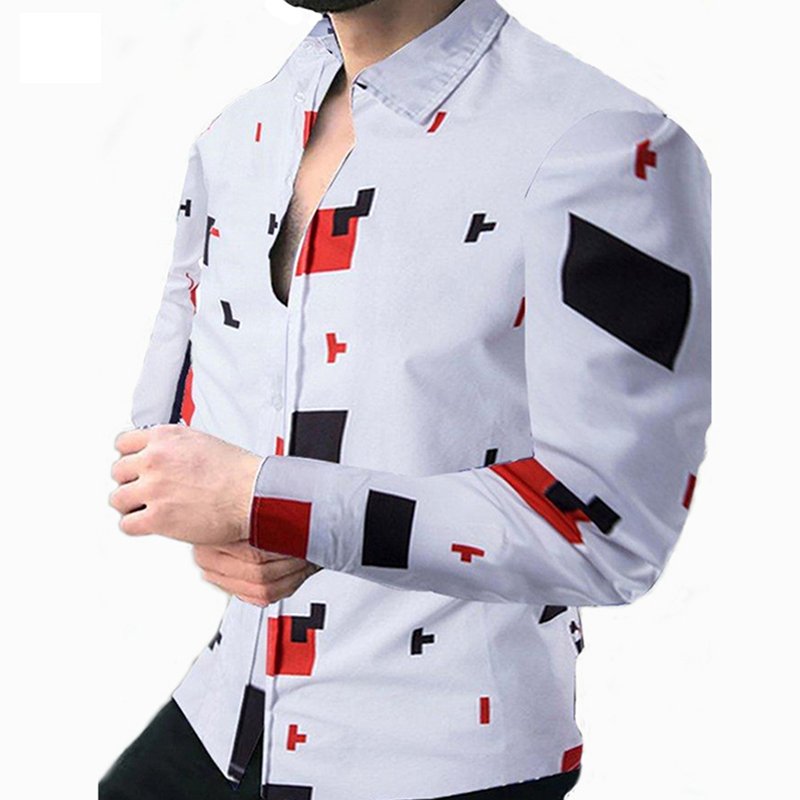New Fashion Digital Printing Full Printed Shirt Lux Man Shirt Long Sleeve Professional Office Work Shirt for Men habit homme