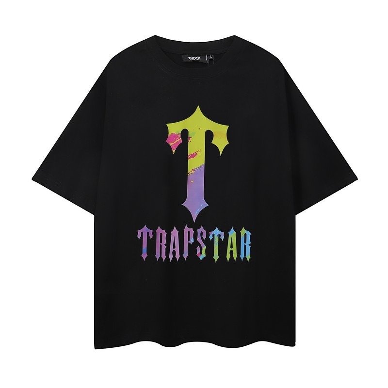 Trapstar Casual T-shirt Multicolor Monogram Print Double Cotton Loose High Quality Short Sleeve Men t shirts Unisex