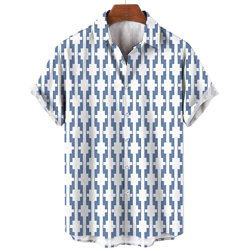 Men's Short-sleeved Shirts Thin Print T-shirts Summer Clothes For Men Polo Shirts Youth Personality Tops Hawaiian Shirt