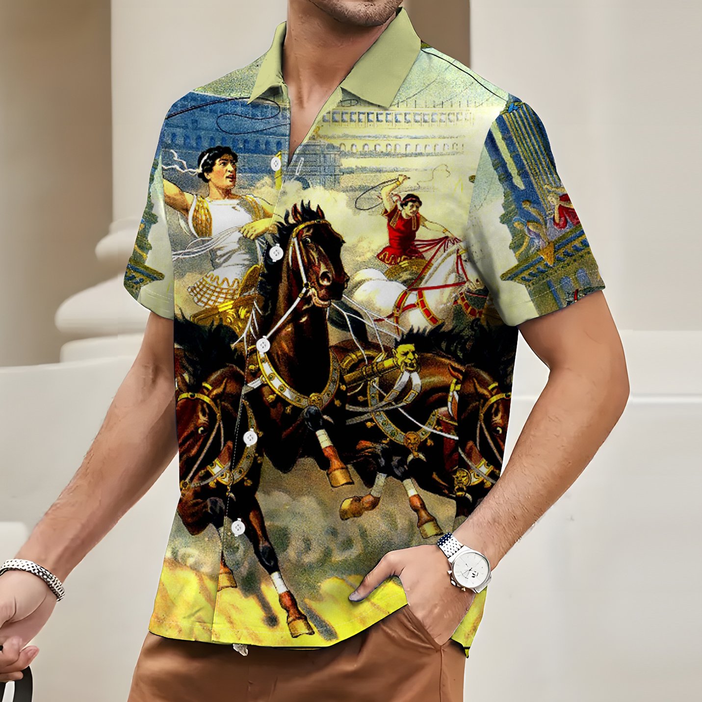 3D Printed Riding Pattern Men's Shirt Casual Street Style Men's Clothing Fashion Oversized Men's T-shirt Tops