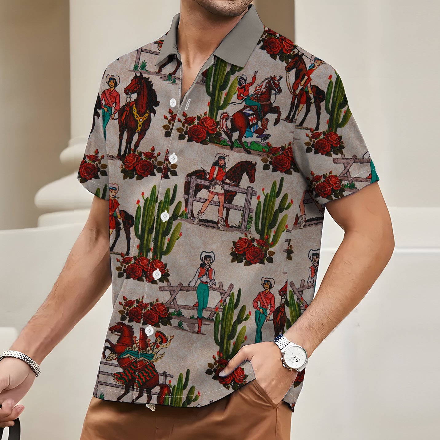3D Printed Riding Pattern Men's Shirt Casual Street Style Men's Clothing Fashion Oversized Men's T-shirt Tops