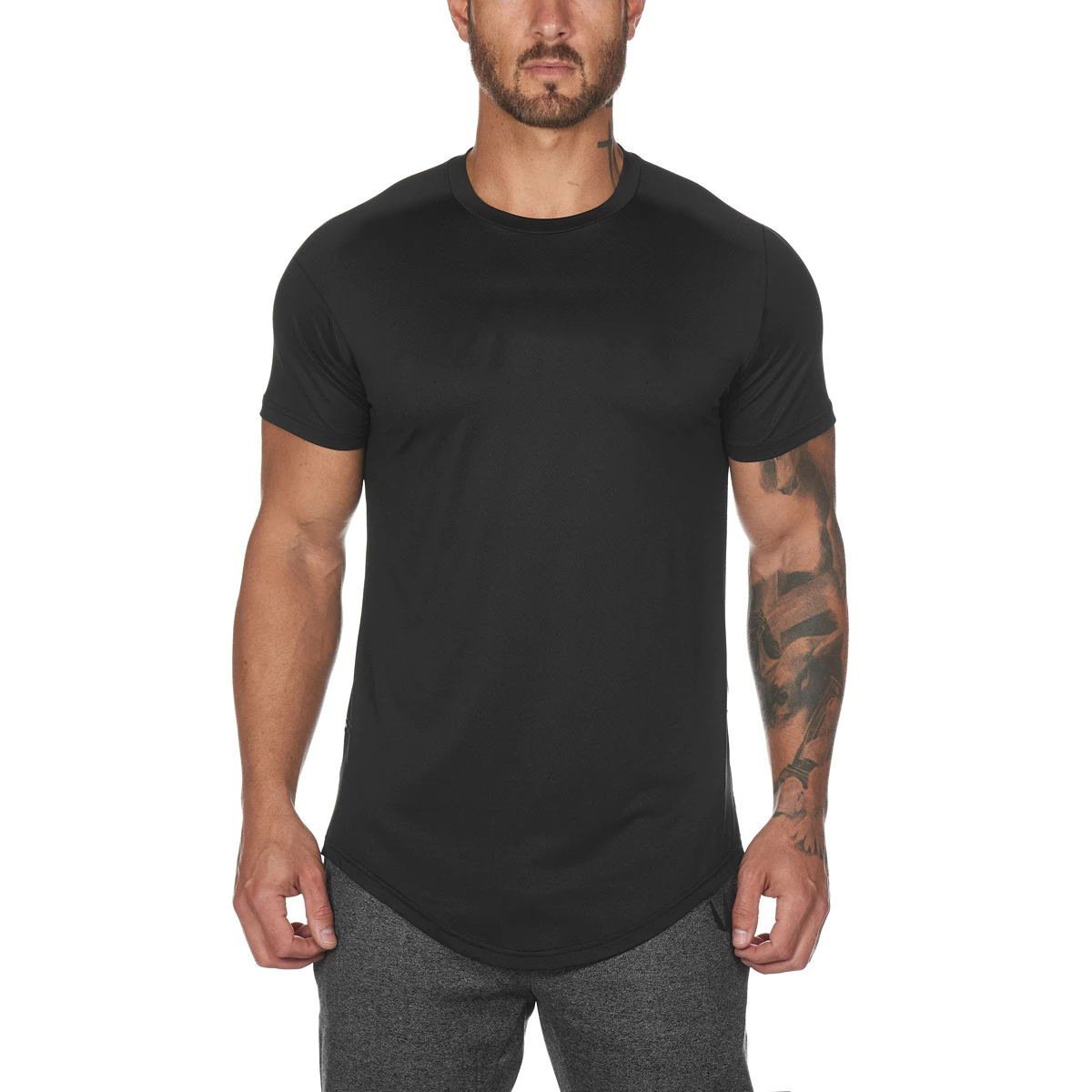 2022 summer gym sports fitness short sleeve men's quick-drying breathable soft and comfortable training body men's T-shirt