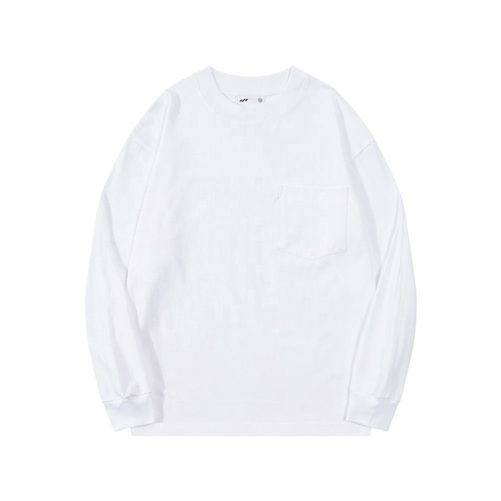 Men's Long Sleeve T-Shirts 100% Cotton Casual Style with Pocket O-Neck Washed Jersey 180 Grams Fabric Print Pattern