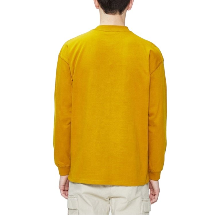 Custom oem logo unisex oversize yellow color 100% cotton off shoulder men's long sleeves t-shirts