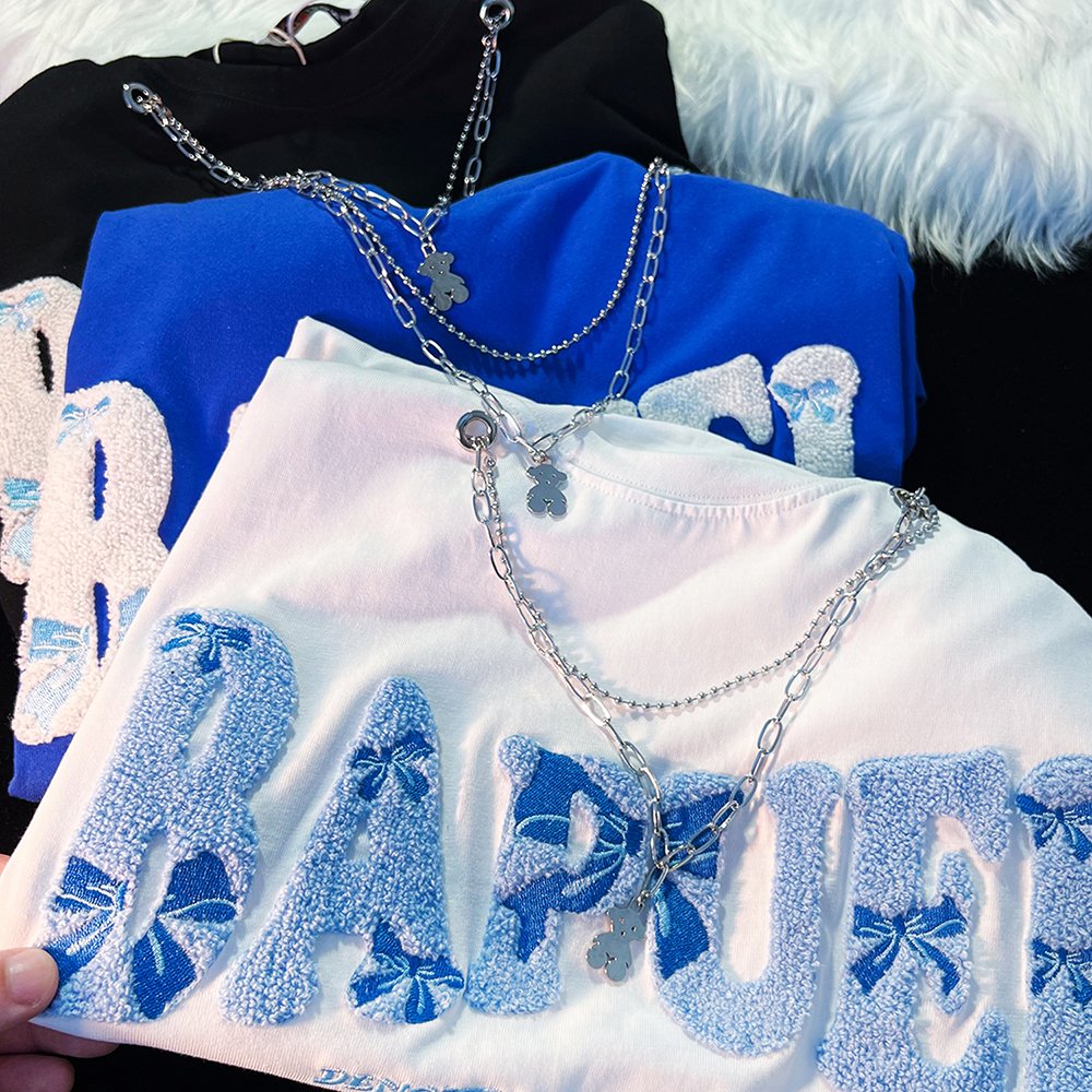 oem high quality French Terry chenille embroidery tshirt custom brand logo fashion chenille embroidery plus size men's t-shirt