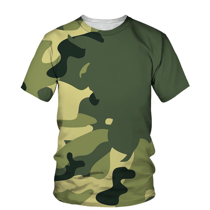 100% Cotton Summer Camouflage Guy Men's Casual Outdoor Sportswear Men's and Women's T-Shirts Jungle Round Neck Tees Short