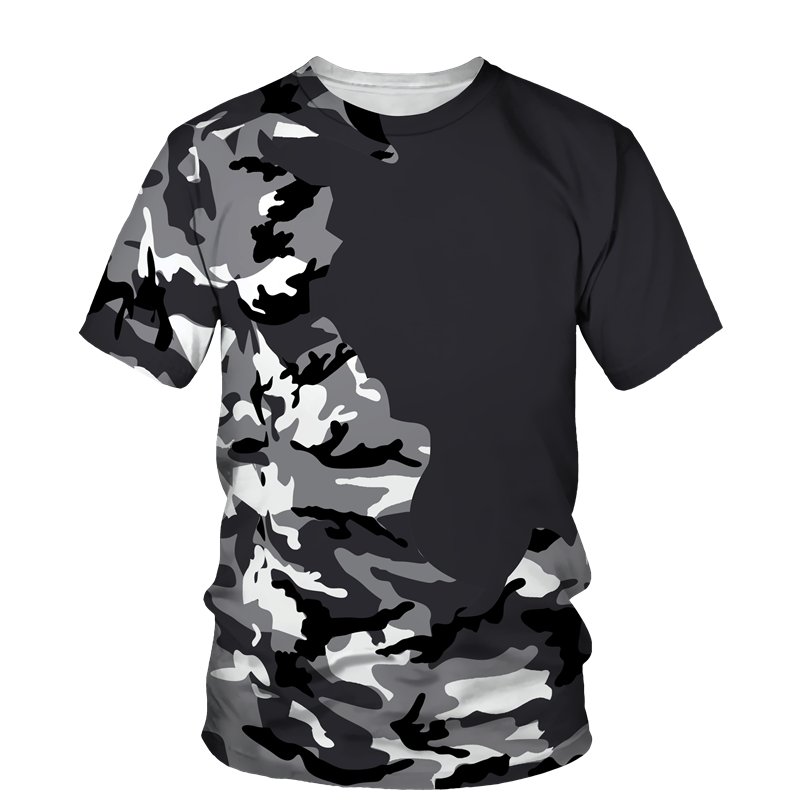 100% Cotton Summer Camouflage Guy Men's Casual Outdoor Sportswear Men's and Women's T-Shirts Jungle Round Neck Tees Short