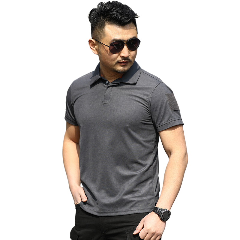 Men's Short Sleeve Quick Dry Sport Polo Shirt Male Outdoor Summer Men Clothes Tactical Camo Plain Turn-down Polo Shirts t-shirt