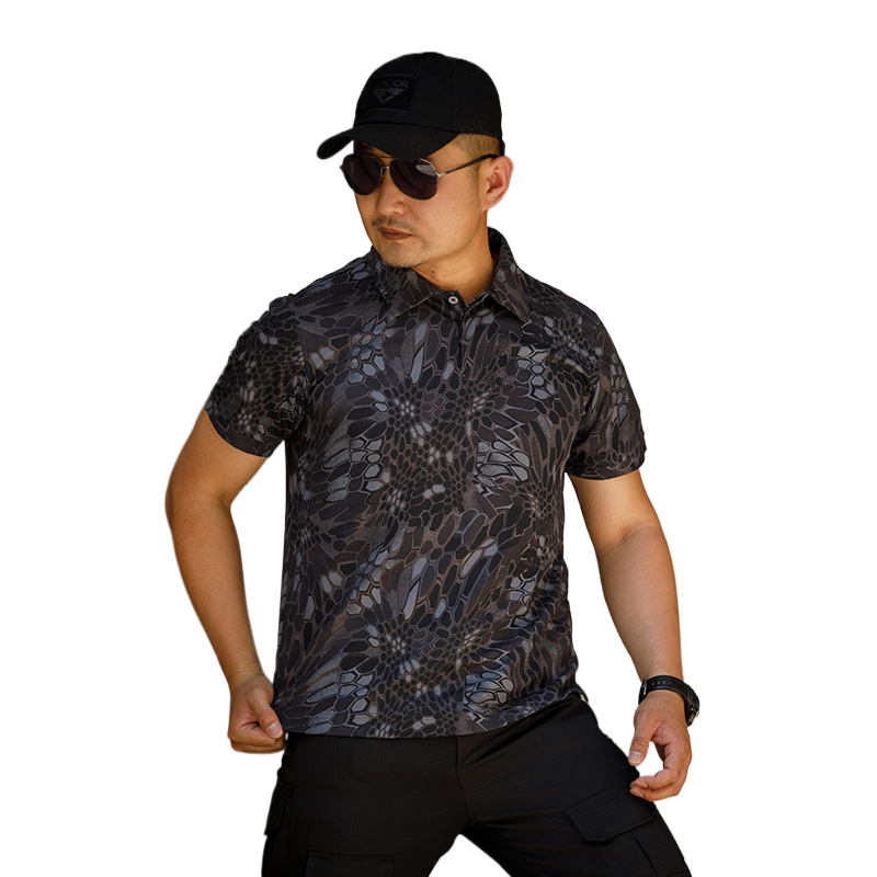 Men's Short Sleeve Quick Dry Sport Polo Shirt Male Outdoor Summer Men Clothes Tactical Camo Plain Turn-down Polo Shirts t-shirt