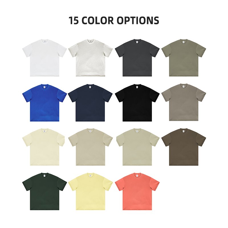 HIC 2024 custom 305G 100%cotton heavy dropped shoulder solid color T-shirt short sleeve street oversize men's T-shirts