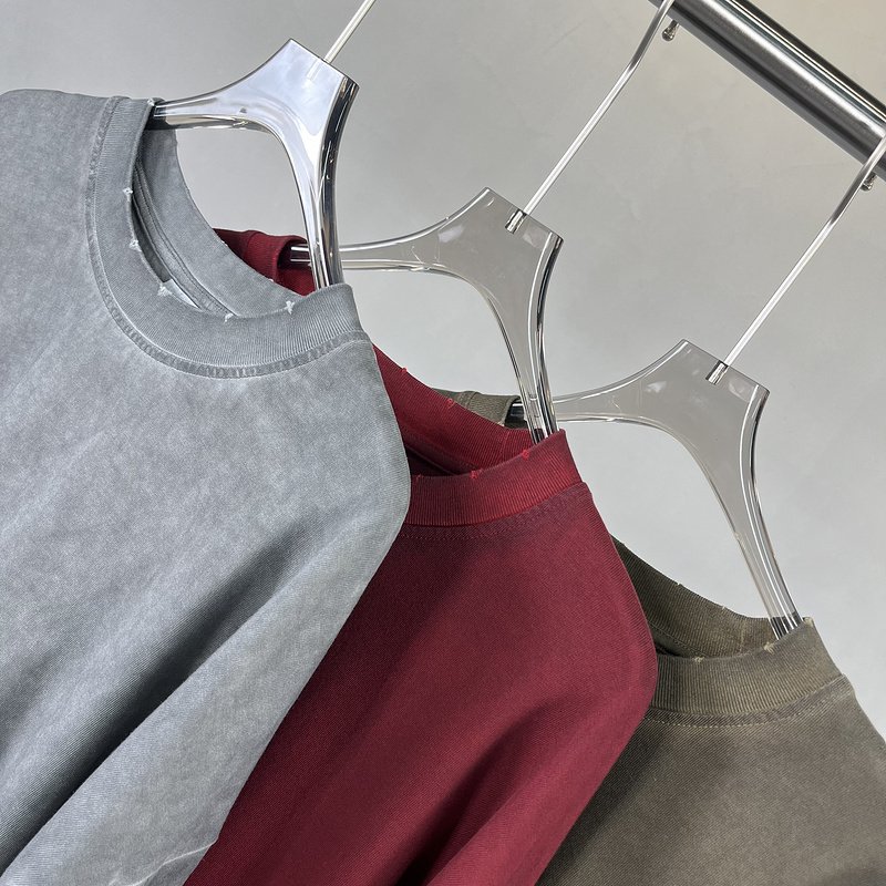 Wholesale High Quality Custom Unisex Dirty Dye Heavyweight Men's Fried Colour Worn Men's Two-Piece spliced Long Sleeve t-shirt