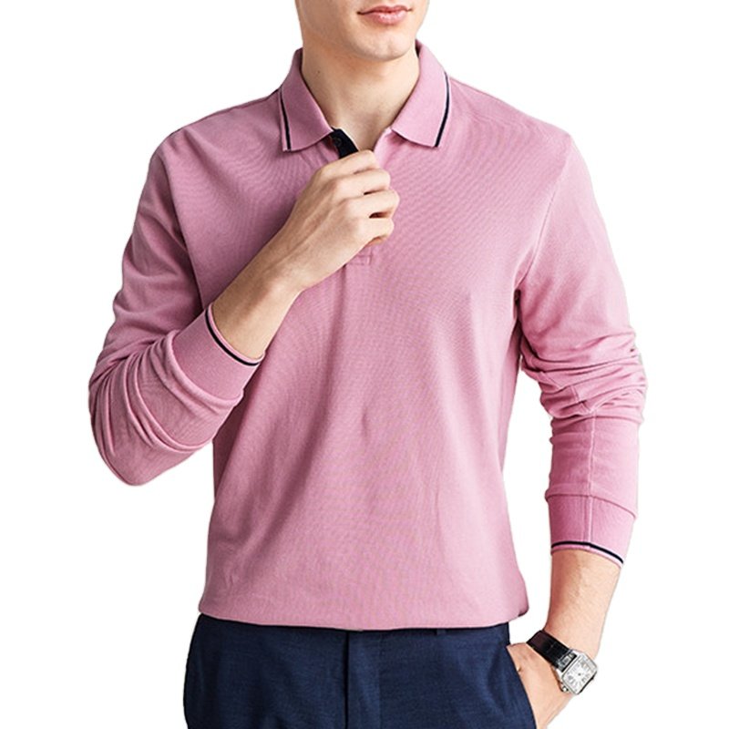 Custom new design embroidered pattern golf shirt men's polo shirt long sleeve cotton golf t-shirt for men