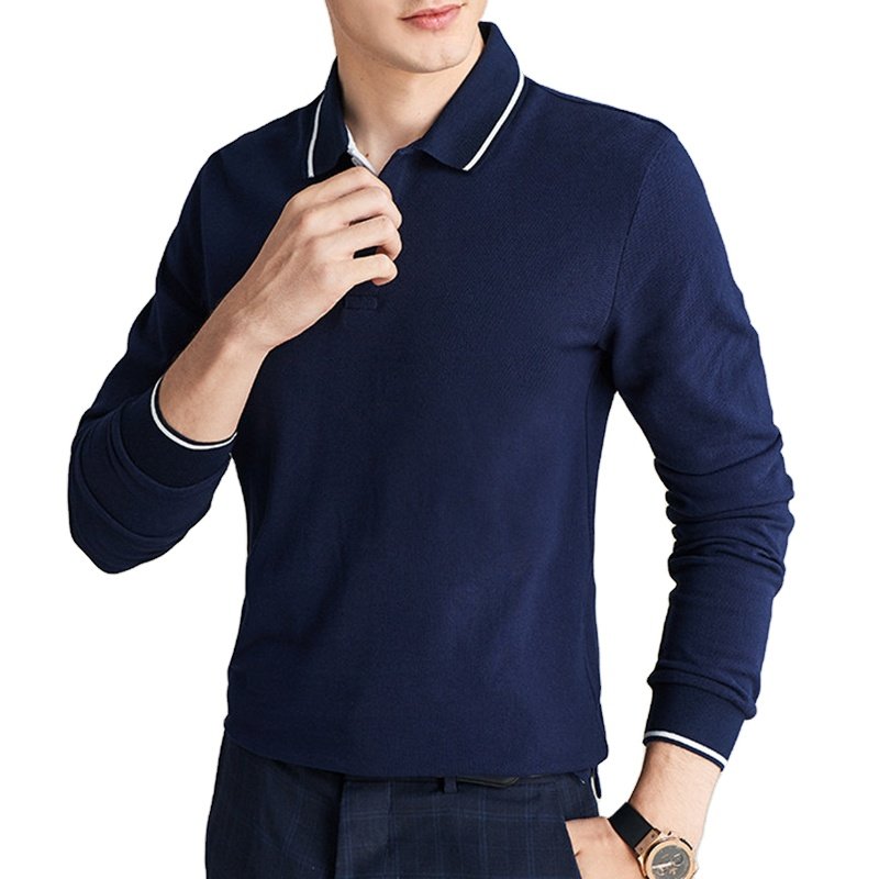 Custom new design embroidered pattern golf shirt men's polo shirt long sleeve cotton golf t-shirt for men